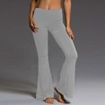 thumbnail image 4 of Pantalon Décontracté pour Femmes, Uni, Longueur Sport, Jambe Évasée, Taille Haute, 4 of 6
