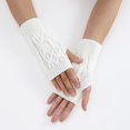 thumbnail image 4 of Ladies Warm Knit Fingerless Gloves Convertible Mittens Fashion Flowers, 4 of 6