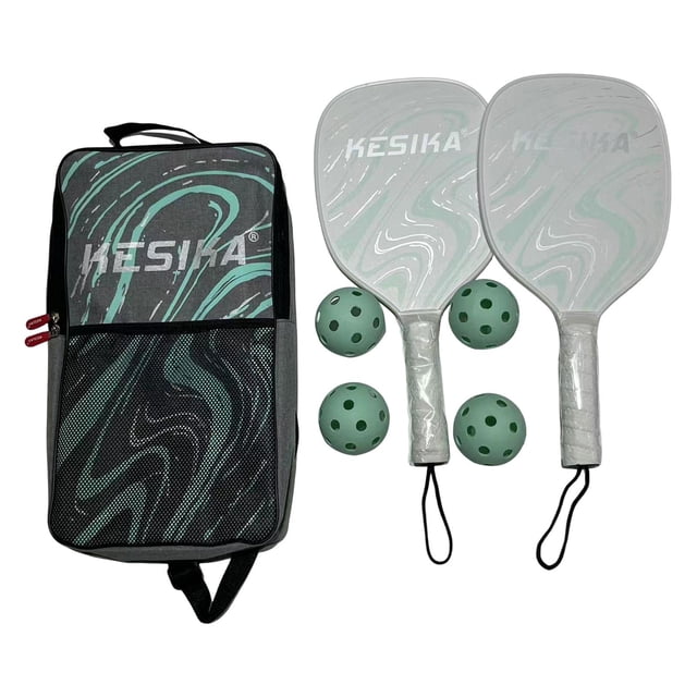 Youkk Pickleball Racket Set 4 Balls and Carry Bag Comfort Grip Pickleball Racquets Black Green 41.5x20.5cm