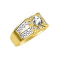 thumbnail image 3 of RYLOS Men's Rings 14K Yellow Gold Designer Starburst 7MM Round Gemstone & Diamond Ring White Topaz April Birthstone Size 11, 3 of 7