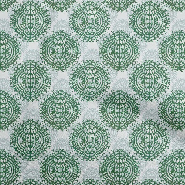oneOone Polyester Spandex Green Fabric Asian Block Craft Projects Decor Fabric Printed By The Yard 56 Inch Wide