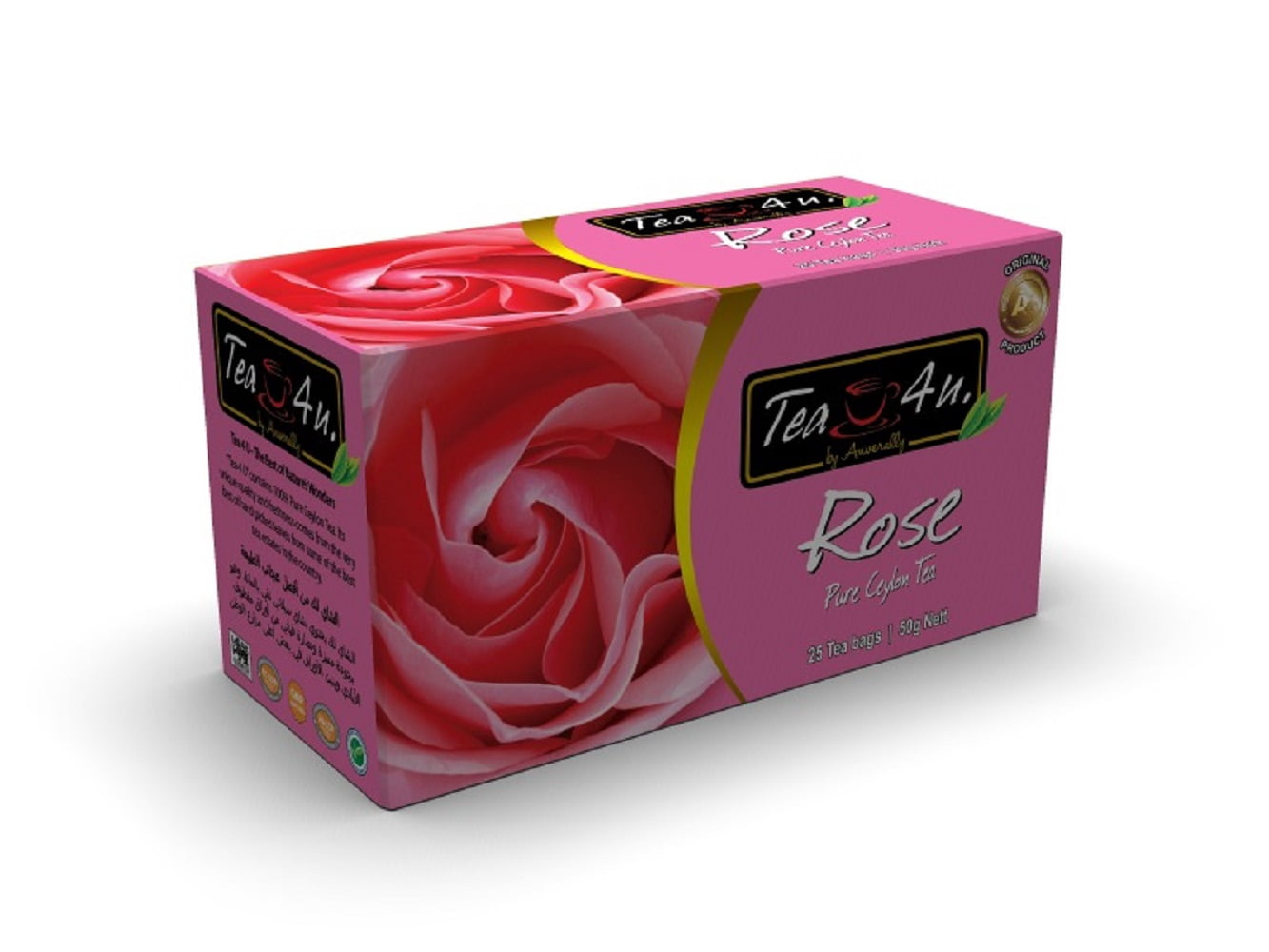 Tea4U Rose Black Tea, Ceylon tea, box of 25 teabags