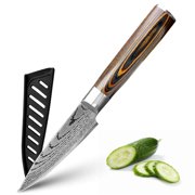 4" Japanese Paring Knife with Pakka Handle High Carbon Steel Kitchen Peering Knife for Lettuce,Carrot,Fruit and Vegetables