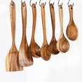 thumbnail image 4 of Spoon  Non-Stick Teakwood Wooden Spatula Spoon Household Kitchen Utensils Kitchenware, 4 of 7