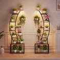 thumbnail image 1 of 9-Tier Tall Metal Plant Stand with Built-in Grow Lights for Living Room - Half Moon Multi-Level Indoor Shelf Display - Modern Multi-Tier Rack for Multiple Plants - 2 Pack, Black, 1 of 6