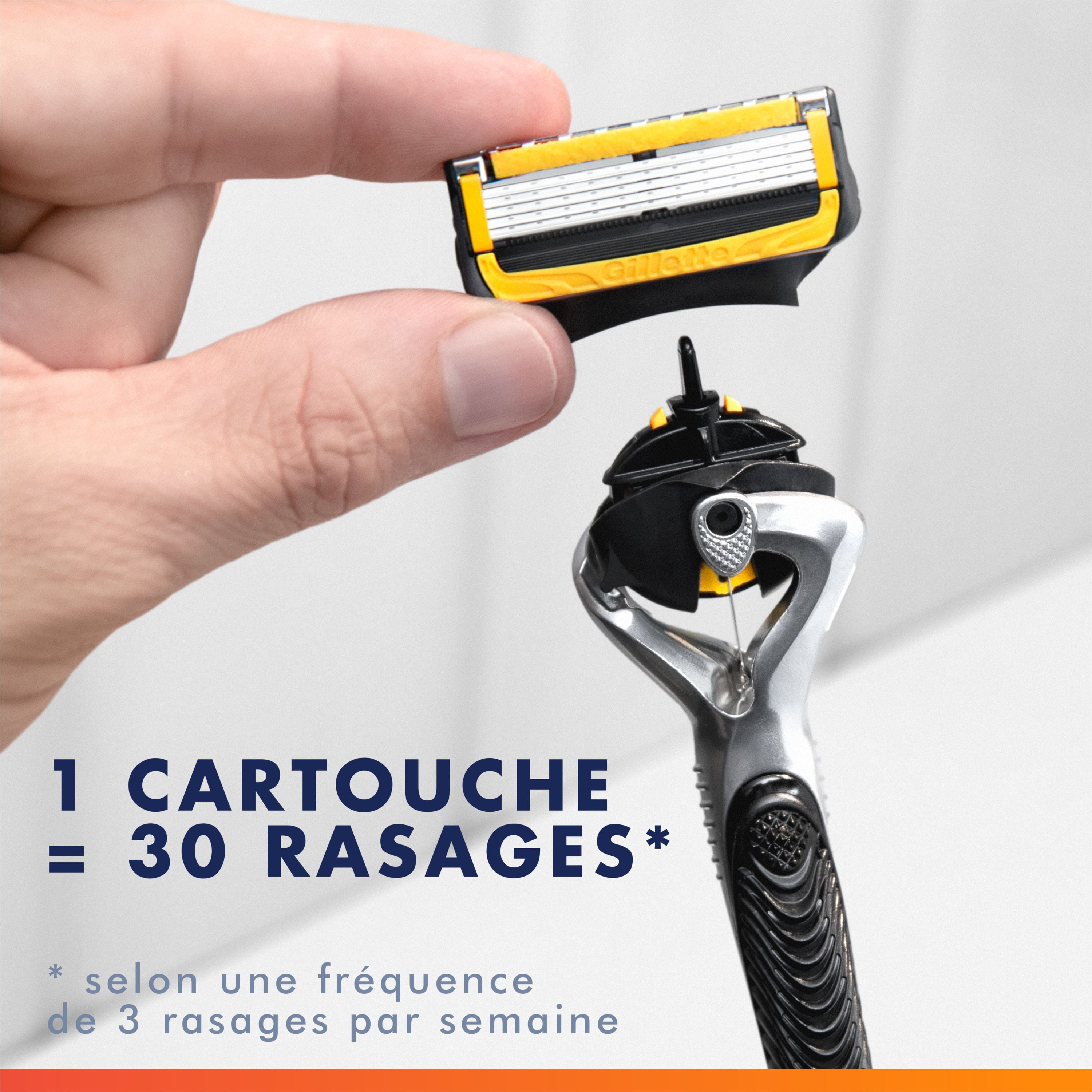 Gillette Fusion5 ProGlide Shield Rasoir pour Hommes, 1 Manche de Rasoir, 2 Recharges, Manche Flex-Pivot et Lame de Précision pour Hommes