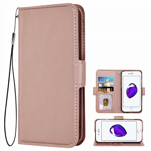 Iphone 7 Case, Iphone 8 Case, Iphone Se 2020 Case, Mobile Phone Case Iphone 7 Case Leather Flip Case Wallet Case Protective Case for Apple Iphone 7/8 / Se 2020 Cover (4.7 Inch) - Pink