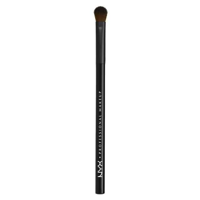 NYX Professional Makeup Flat Shading Brush 13 with a black handle and white brand text, featuring dense rounded synthetic bristles for applying, smudging, and blending eye makeup, shown on a white background. It is also suitable for detailed concealer blending.