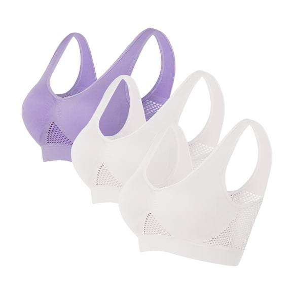 GOFLIC Women's Sports Bras Wireless Yoga Training T-shirt Bra Cotton Comfy Bralettes Shapewear High Support Sports Bras 3 Pcs