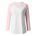thumbnail image 4 of FAIWAD Women’s Color Block Tunic Top Long Sleeve Patchwork V Neck Plus Size Pullover Top, 4 of 4