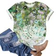 thumbnail image 5 of Économies du Printemps! CEHVOM T-Shirts Graphiques Floraux pour Femmes, T-Shirt à Manches Courtes Boho à Imprimé Paysage Floral pour Femmes, Col Rond Ample Décontracté d'Été Décontracté Ample Basique Confortable T-Shirts Boho Hauts 2023, 5 of 5