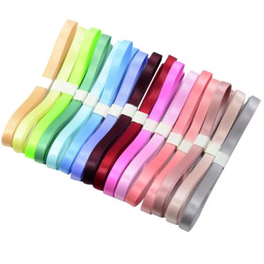 yuksok 16 Couleurs Double Face Ruban de Polyester Rubans de Satin Couleur Vibrante Ruban Doux