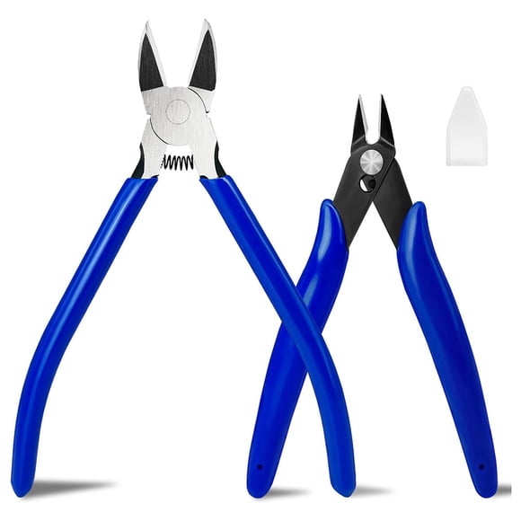 2 Pack Wire Cutters Set, 6Inch and 5Inch Ultra- Flush Cutters, Carbon Steel Wire Cutters for Crafting, Electronics