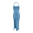 thumbnail image 3 of B91xZ Dresses for Women Robe Midi Décontractée Mode Fendue à Bretelles Spaghetti Florale, Bleu TTG, 3 of 4