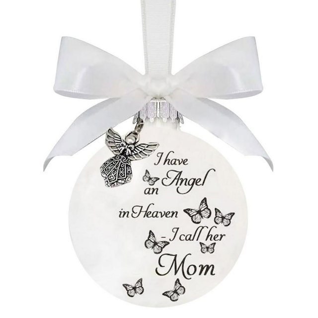 Christmas Ornament Handmade Butterfly Printed Attractive Decorative Commemorate Festive Embellishment Accessory Christmas Name Feather Memory Bauble for Holiday