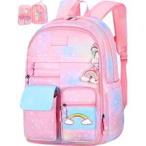 Ficcug Sacs scolaires Sacs à dos pour filles, Sacs pour enfants pour enfants,Cadeaux pour la saison primaire de l'école,Pink