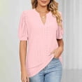 thumbnail image 2 of Liquidation d'Économies! Hauts pour Femmes Grande Taille, Blouse d'Été à Manches Courtes pour Femmes, Blouse Décontractée à Manches Courtes Unie pour Femme à Col en V, 2 of 5