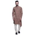 thumbnail image 1 of Atasi Designer Kurta Pajama For Men Printed Angrakha Kurta Set Summer Clothing, 1 of 3