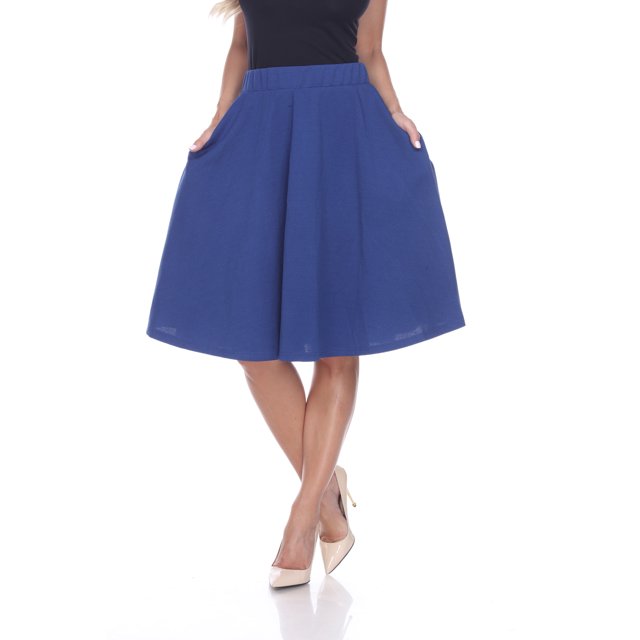 White Mark Women's Mid Length Fit and Flare Skirt