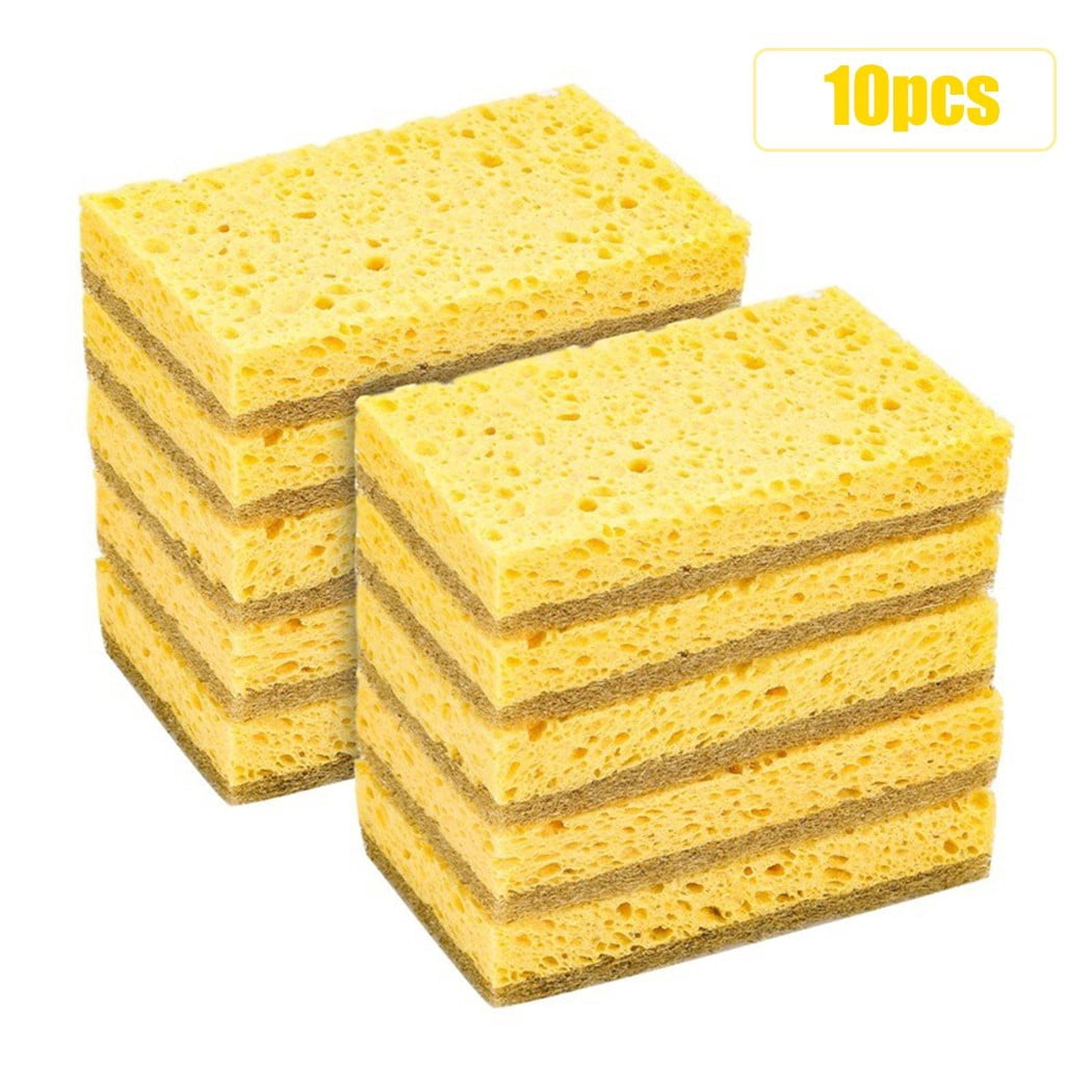 WinWay 10 Pack Eco-Friendly Natural Plant Based Scrub Sponges Palm Fiber Dishwashing Sponge with Two-Sided Compostable Design Dish