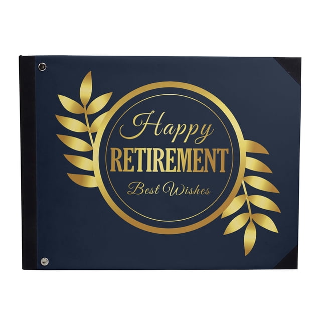 Darling Souvenir Blue Leaf Vine Frame Personalized Printed Retirement PartyGuestBookHardbound Cover Sign InBookRegistry Scrapbook-9 x 12 Inches