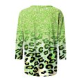thumbnail image 4 of CEHVOM T-shirt Ample à Imprimé Léopard pour Femme, Manches 3/4, Col Rond, Haut Décontracté, Liquidation, 4 of 5
