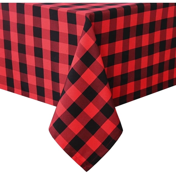 F Christmas Rectangular Tablecloth Waterproof Red Black Checkered Design For Dining Table Kitchen Party Picnic Camping Holiday Decor