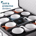 thumbnail image 4 of StorageBud China Cup or Mug Storage Set, Hard Shell and Stackable, Securely Padded Dinnerware Storage Containers & Dish Cases with Dividers, Handles & Zippers for Transport, 4 of 7