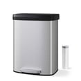 thumbnail image 1 of 60L / 16 Gallon Stainless Steel Step Trash Can - Soft-Close Lid, Removable Inner Buckets, Fingerprint Resistant, Large Capacity Kitchen Bin with Rear Handle for Home or Office, Stainless Steel Color, 1 of 7