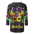 thumbnail image 5 of Penkiiy Blouse Carnaval pour Femmes Mardi Gras Mode Imprimée Décontractée Col Rond Manches 3/4 T-shirt Blouse m Multicolore, 5 of 5