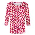 thumbnail image 4 of Penkiiy Chemises de la Saint-Valentin pour Femmes, Graphique Cœur, Col Rond, Hauts Décontractés, Blouses Amples à Manches 3/4, Grande Taille, Tunique 2025 TG Multicolore, 4 of 5
