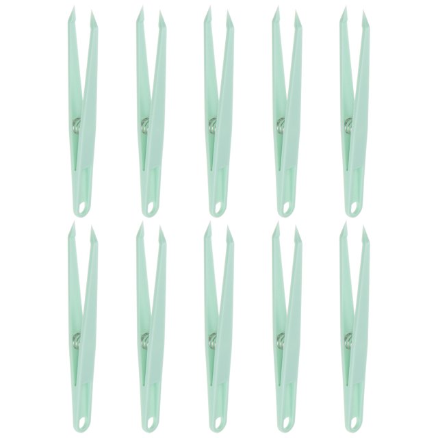 Unique Bargains Pinces Autocollantes pour Artisanat Pointe Droite avec Ressort, Vert, 10 Pcs