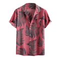 thumbnail image 1 of Birdeem Chemise à Manches Courtes pour Hommes, Mode Décontractée, Imprimé Feuille d'Érable, 1 of 10