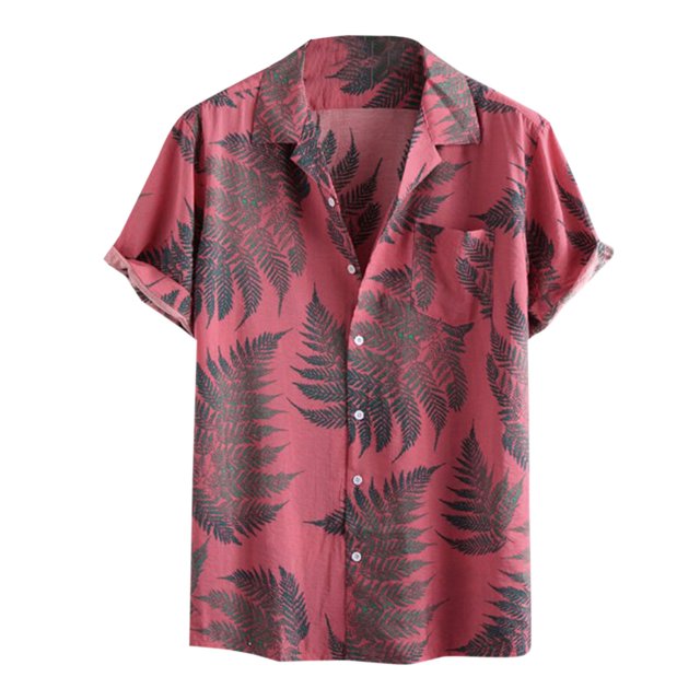 Birdeem Chemise à Manches Courtes pour Hommes, Mode Décontractée, Imprimé Feuille d'Érable