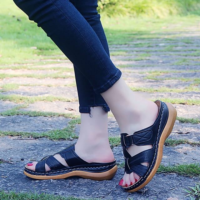 LSLJS Sandales d'Été à Talon Compensé Décontractées Grande Taille pour Adultes et Femmes, Pantoufles pour Femmes