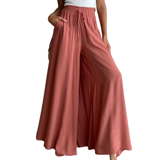 maskred Flowy Leg Pants For Women - Addition To Any Wardrobe Leg Pants Flowy Thin Style Orange,1 M