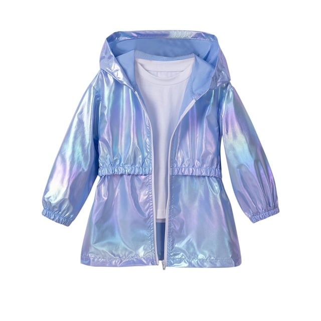 MeetoTime Children's Long Sleeved Hooded Jacket Kids Solid Color Spring Zipper Thin Coat for Girls