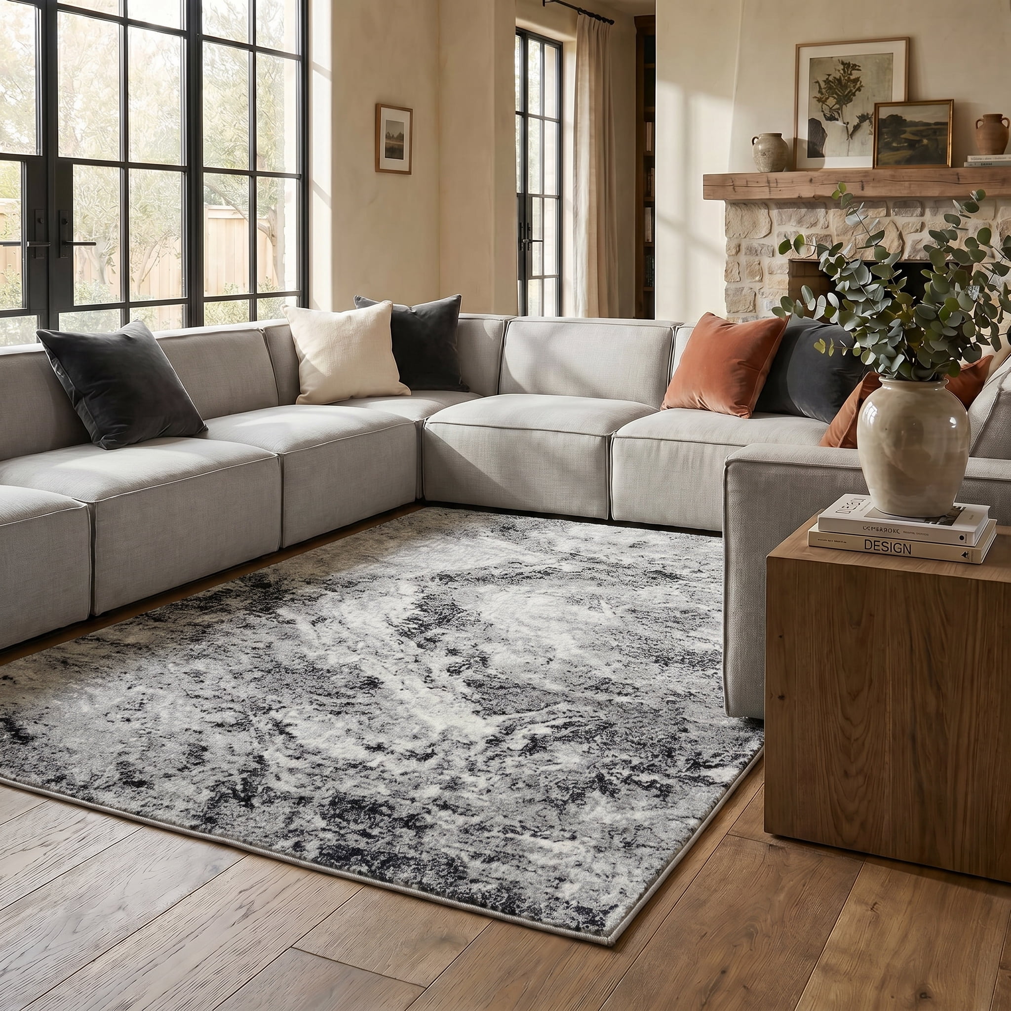 Rug Branch Collection Sakarya Tapis de couloir d'intérieur contemporain abstrait Splash