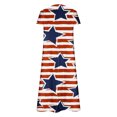 thumbnail image 5 of Robe d'Été pour Femmes 2024 Mode Grande Taille Ample Décontractée Col en V Jour de l'Indépendance Imprimée Manches Courtes Robes 50 % de Réduction Liquidation!, 5 of 5