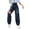 thumbnail image 4 of Wangsaura Ladies Korean Wide Leg Jeans Fashion Irregular Lapel High Waist, 4 of 10