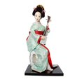 thumbnail image 2 of 12" Japanese Geisha Collectible Figurine Lady Statuette for Home Table Shelf Red and Light Green, 2 of 8