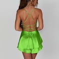 thumbnail image 4 of AherBiu Satin Dress for Women Sleeveless Crossover Strap Hollow Back Ruffle Layered Party Mini Dress, 4 of 7