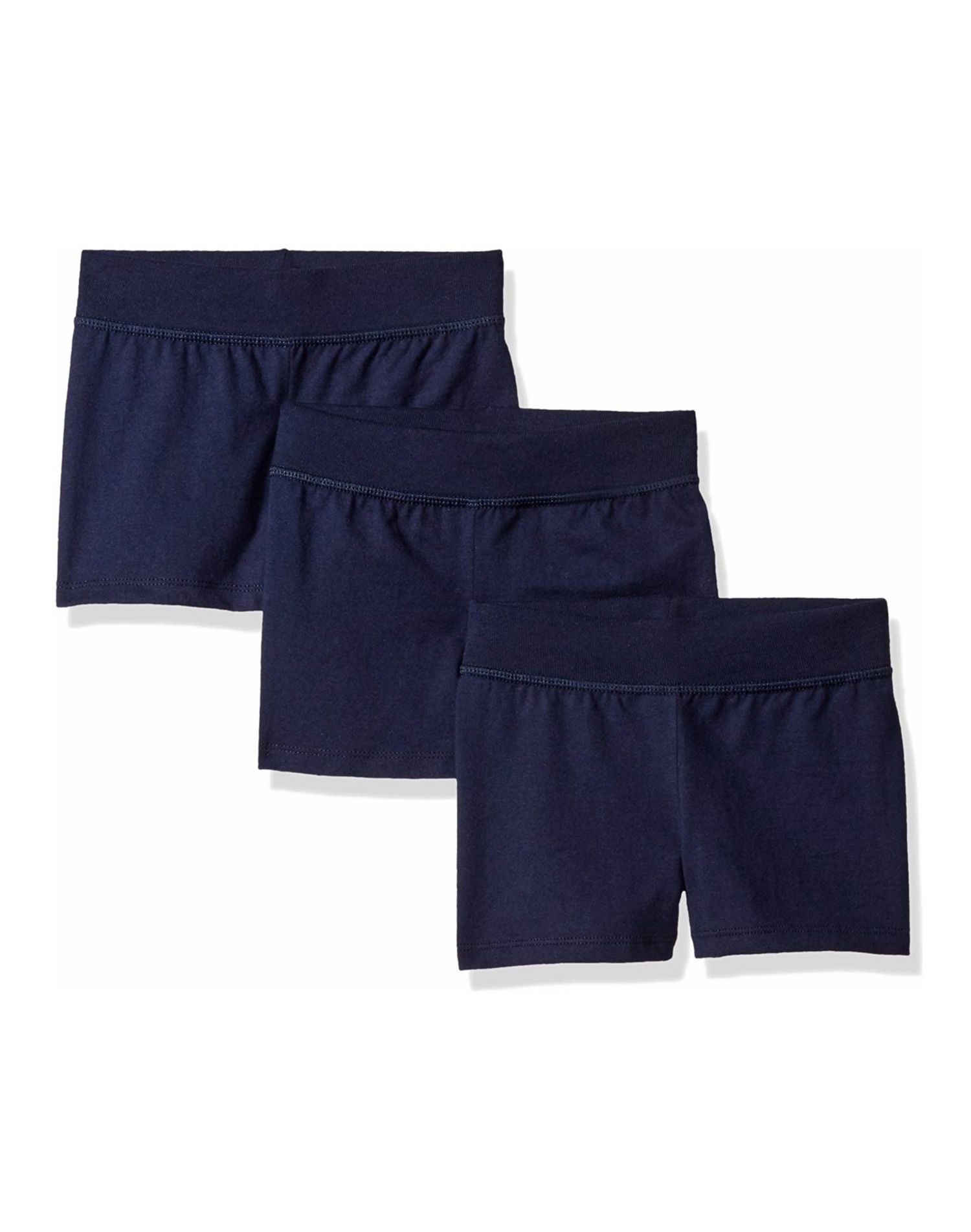Hanes Girls Jersey Short 3-Pack, XS, Hanes Navy