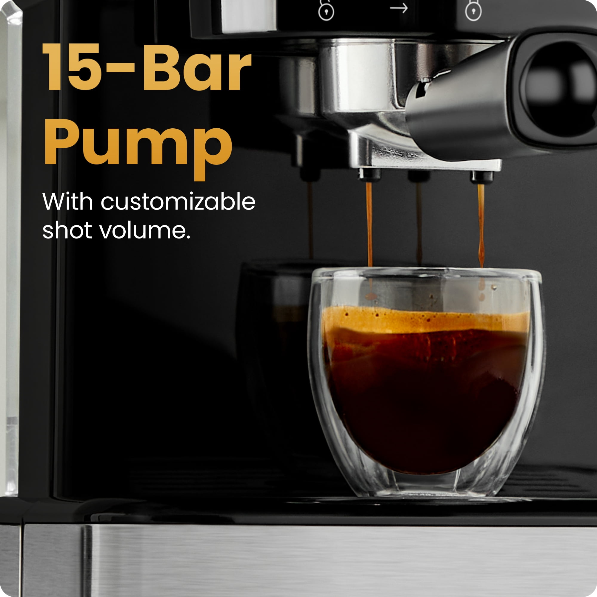 Machine à espresso Chefman CraftBrew avec buse vapeur et commandes tactiles - Acier inoxydable
