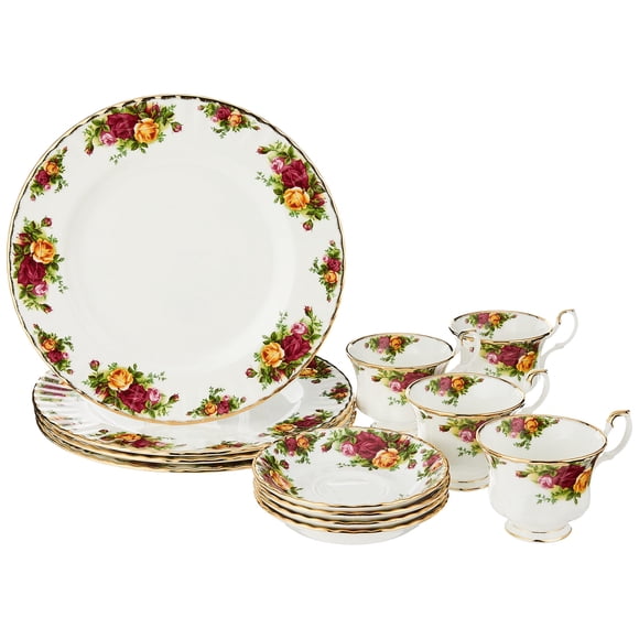 Royal Doulton Royal Albert Old Country Roses Ensemble de Vaisselle 12 Pcs, Multicolore