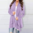 thumbnail image 1 of RXIRUCGD Blouse Décontractée à Manches Longues Unie pour Femme avec Poche, Cardigan Manteau, Violet, Taille : S, 1 of 6