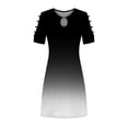 thumbnail image 4 of Meichang Robe Tunique à Épaules Dénudées pour Femmes, Coupe Ajustée, Imprimé Dégradé, Mini Robes Décontractées Ajourées, Col Ras du Cou, Robes d'Été Beacj, Élégantes, d'Été, à Manches Courtes, Robe de Vacances, 4 of 5