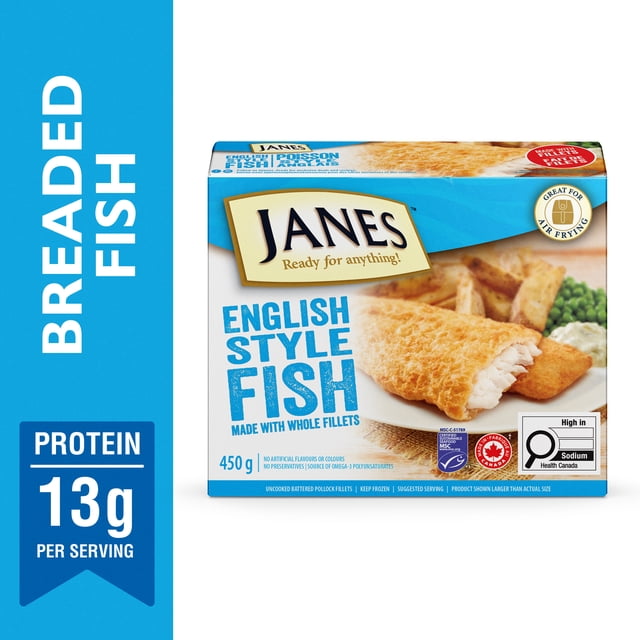 Janes® English Style Battered Fish, 545g, Frozen Battered Fish Fillets, Contains Pollock., Janes English Style Battered Fish