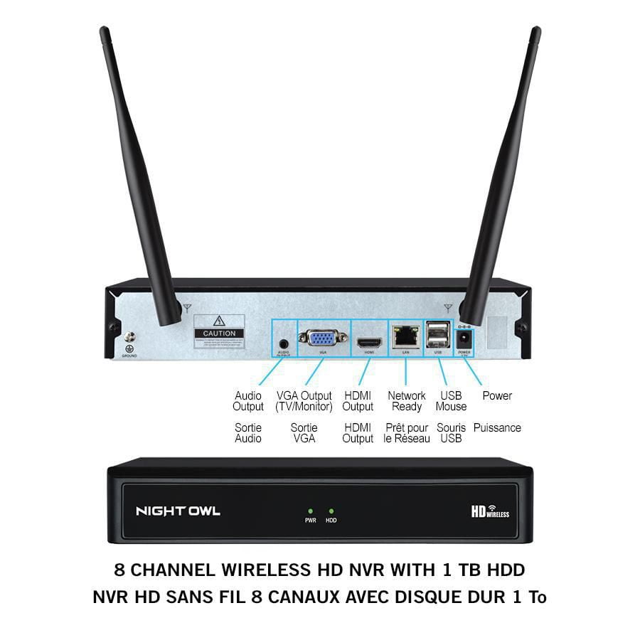 Night Owl Wireless NVR with Pre-Installed Hard Drive and 1080p HD Infrared IP Cameras