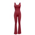 thumbnail image 4 of Penkiiy Combinaison à Jambes Larges à Encolure Carrée pour Femme, Rouge, TG, 4 of 9